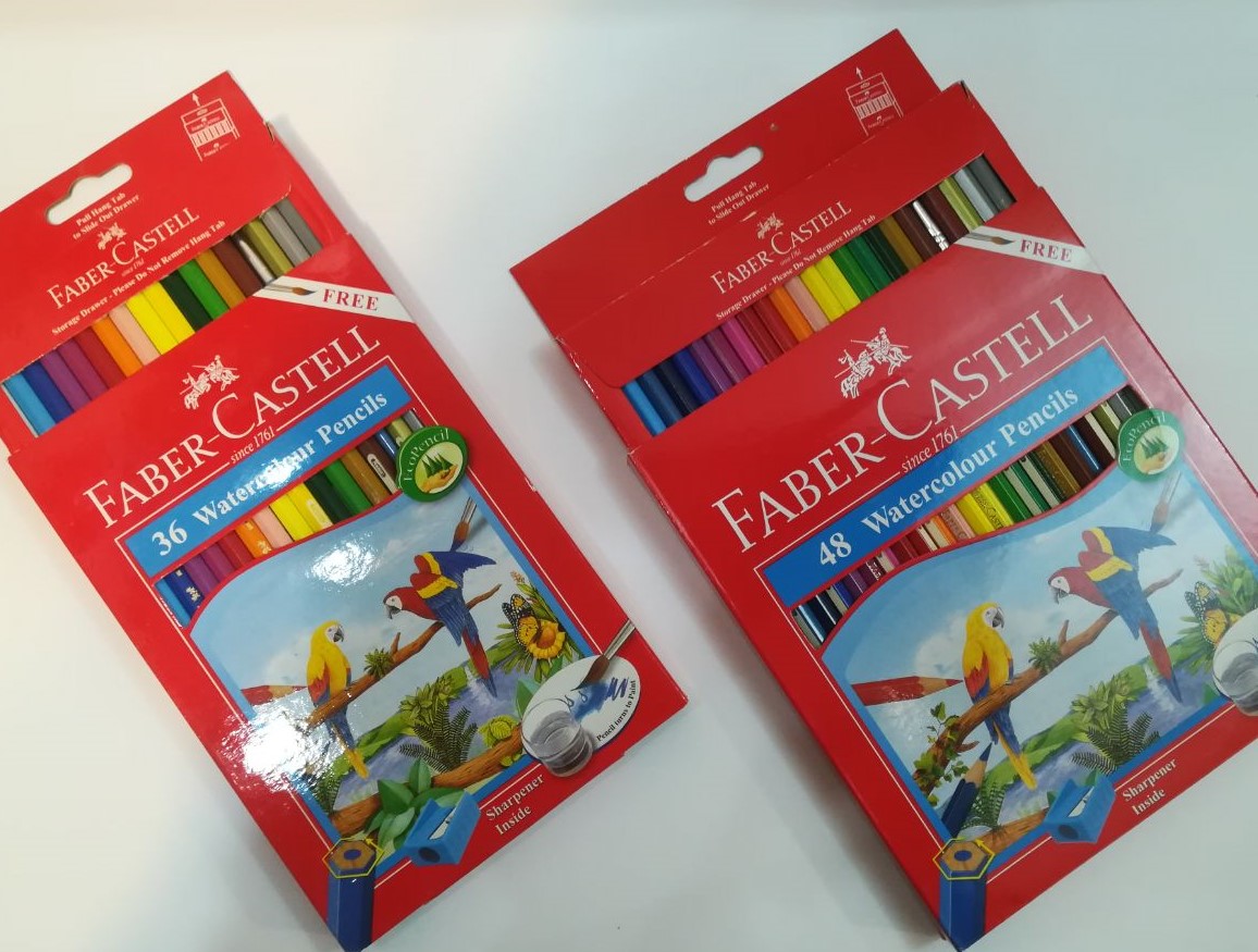 مداد رنگی 36 و 48 رنگ ابرنگی به همراه یک قلم مو FABER CASTELL