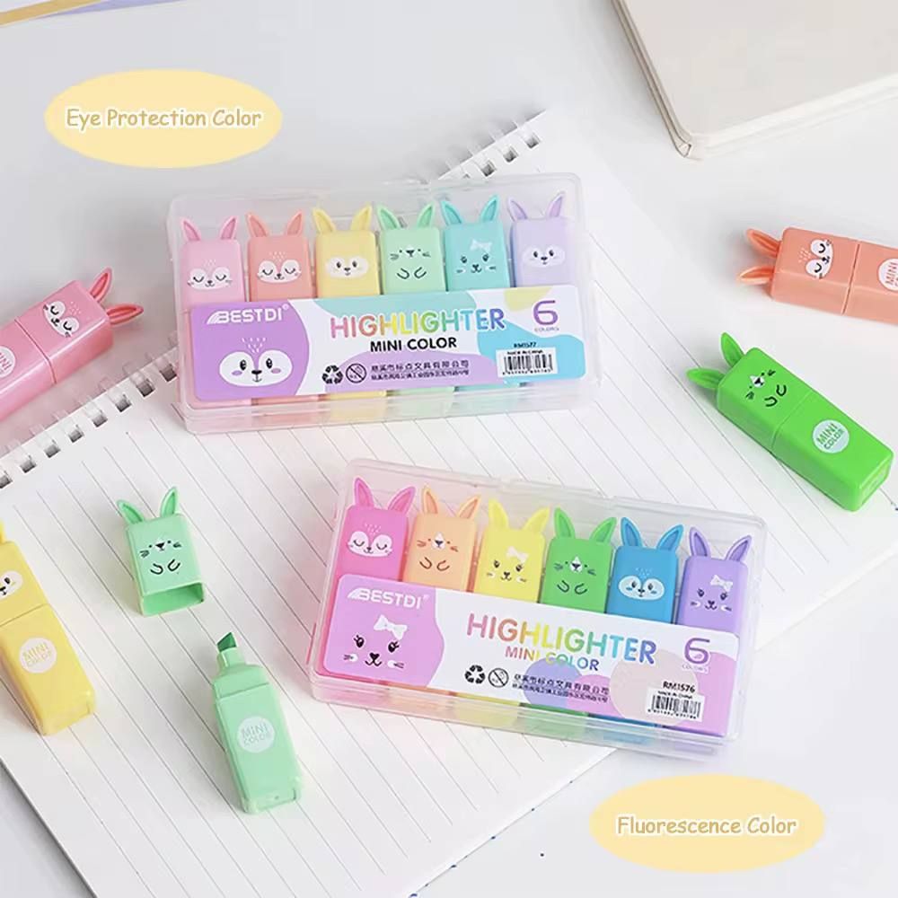 هایلایتر مکعبی مینی 6 عددی حیوانات گوش دار فسفری